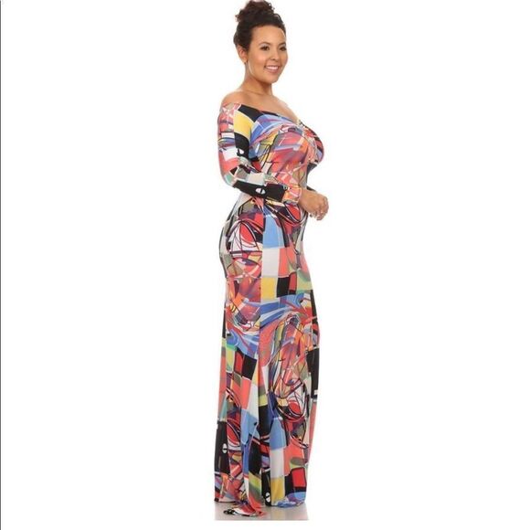 Print, Long sleeve maxi Plus dress - Picture 4 of 5